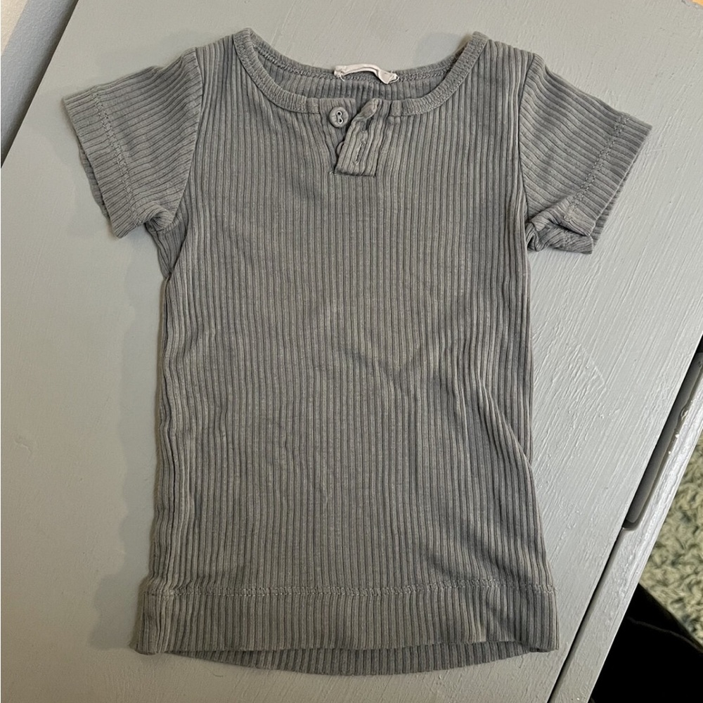 Jamie Kay Ribbed Organic Cotton Tee- Blue Grey, lyr